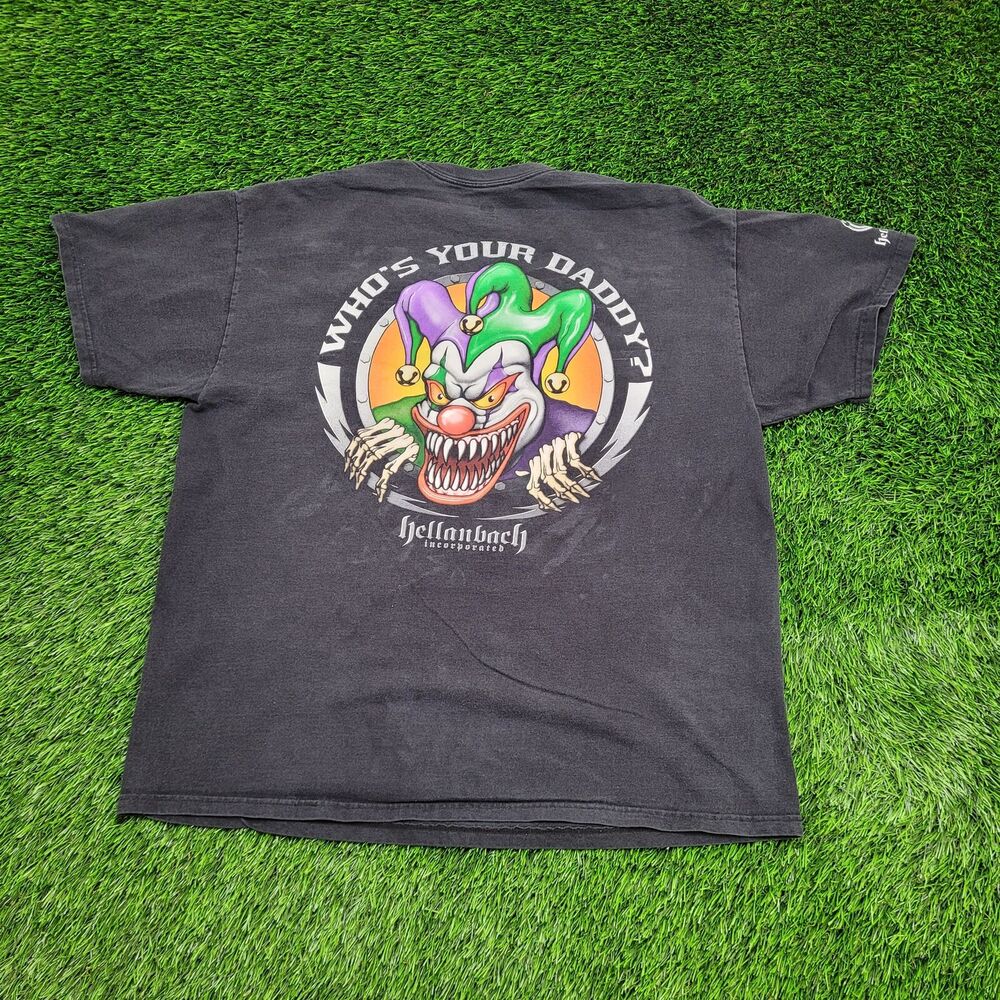 Scary Clown Shirt XL 23x27 Faded Black Hellanbach
